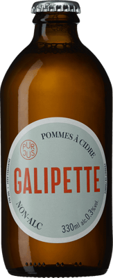 En lättare glasflaska med Galipette Non-Alc Pommes à cidre, en cider från Frankrike