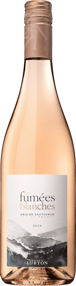 En lättare glasflaska med Les Fumées Blanches Rosé 2022, ett rosévin från Frankrike
