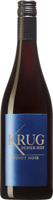 En lättare glasflaska med Krug’scher Hof Pinot Noir 2020, ett rött vin från Rheinhessen i Tyskland