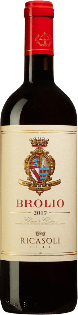 En lättare glasflaska med Ricasoli Brolio Chianti Classico 2021, Italien, Toscana, Nr 2705, 149 kr, ett rött vin från Toscana i Italien