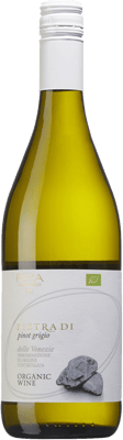 En lättare glasflaska med Pietra Di Pinot Grigio 2021, ett vitt vin från Tre Venezie i Italien