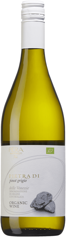 En lättare glasflaska med Pietra Di Pinot Grigio 2022, ett vitt vin från Tre Venezie i Italien