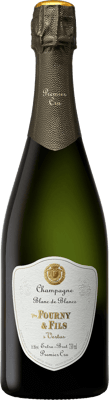 En glasflaska med Vve Fourny & Fils Blanc de Blancs Brut Premier Cru, ett champagne från Champagne i Frankrike
