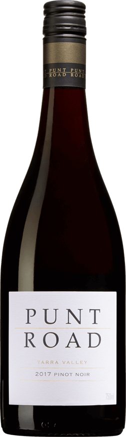 En glasflaska med Punt Road Pinot Noir 2021, ett rött vin från Victoria i Australien