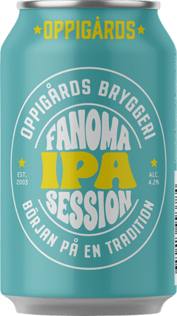 En burk med Oppigårds Bryggeri Fanoma Session IPA, en ale från Sverige