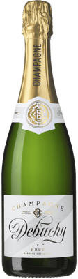 En glasflaska med Champagne Debuchy Brut Réserve N/V, ett champagne från Champagne i Frankrike