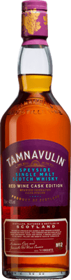 En glasflaska med Tamnavulin Red Wine Cask Edition Grenache Single Malt, ett whisky från Skottland i Storbritannien