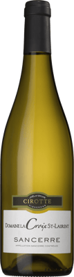 En glasflaska med Sancerre Domaine La Croix St-Laurent 2021, ett vitt vin från Loiredalen i Frankrike