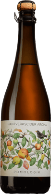 En flaska med Pomologik Aroma 2019, ett cider från Sverige