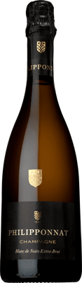 En glasflaska med Ett gyllene vin med lång eftersmak som passar till eleganta rätter, ett champagne från Champagne i Frankrike