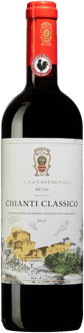 En flaska med Rocca di Castagnoli Chianti Classico Organic 2022, ett rött vin från Toscana i Italien