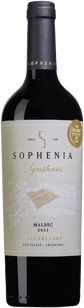 En flaska med Sophenia Synthesis Malbec 2021, ett rött vin från Cuyo i Argentina