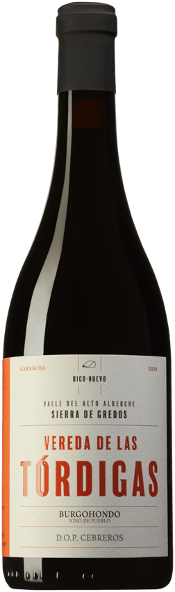 En glasflaska med Rico Nuevo Vereda de las Tordigas Garnacha 2020, ett rött vin från Kastilien-León i Spanien