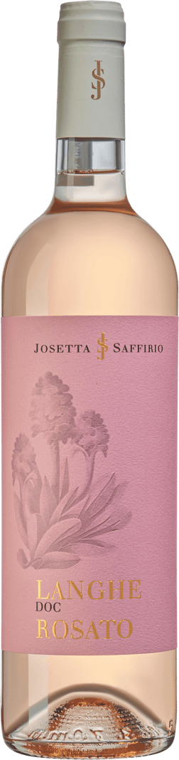 En glasflaska med Josetta Saffirio Langhe Rosato 2024, en rosévin från Piemonte i Italien