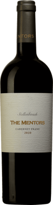 En glasflaska med KWV Mentors Cabernet Franc 2018, ett rött vin från Western Cape i Sydafrika