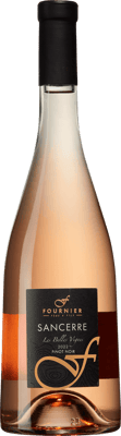En glasflaska med Sancerre Les Belles Vignes 2021, ett rosévin från Loiredalen i Frankrike