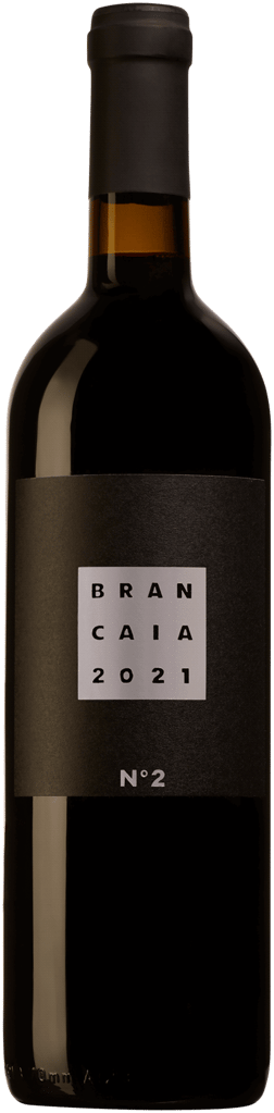 En glasflaska med Brancaia No 2 2021, ett rött vin från Toscana i Italien