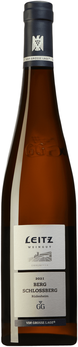 En flaska med Leitz Berg Schlossberg Ehrenfels 2021, ett vitt vin från Rheingau i Tyskland