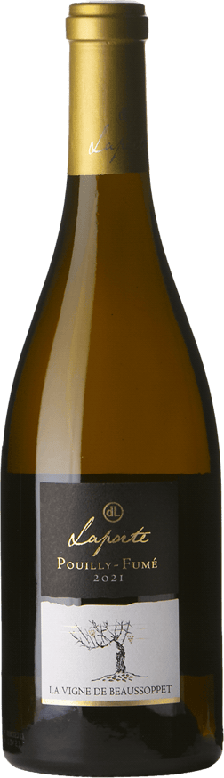 En glasflaska med Domaine Laporte Pouilly-Fumé La Vigne de Beaussoppet 2021, ett vitt vin från Loiredalen i Frankrike