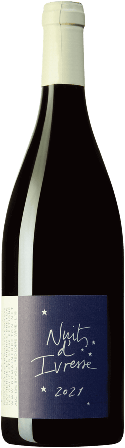 En glasflaska med Domaine Catherine et Pierre Breton Bourgeuil Nuits d'Ivresse 2021, ett rött vin från Loiredalen i Frankrike