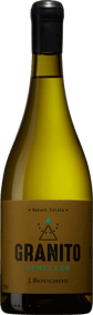 En flaska med J.Bouchon Granito Semillon 2020, ett vitt vin från Valle Central i Chile