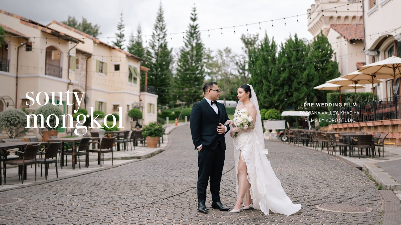 Italian Architecture: The stunning Italian-style buildings at Toscana Valley Khao Yai during a pre-wedding shoot.