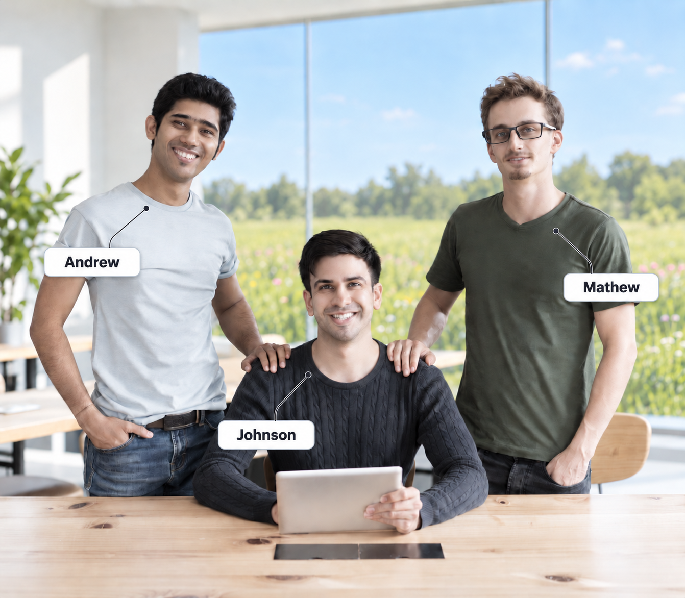 The TradoWix team: Andrew, Johnson and Mathew
