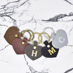 Personalized Leather Heart Keychain