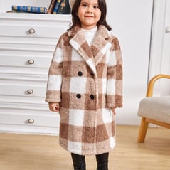 Girls Lapel Neck Coat
