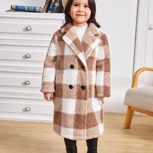 Girls Lapel Neck Coat