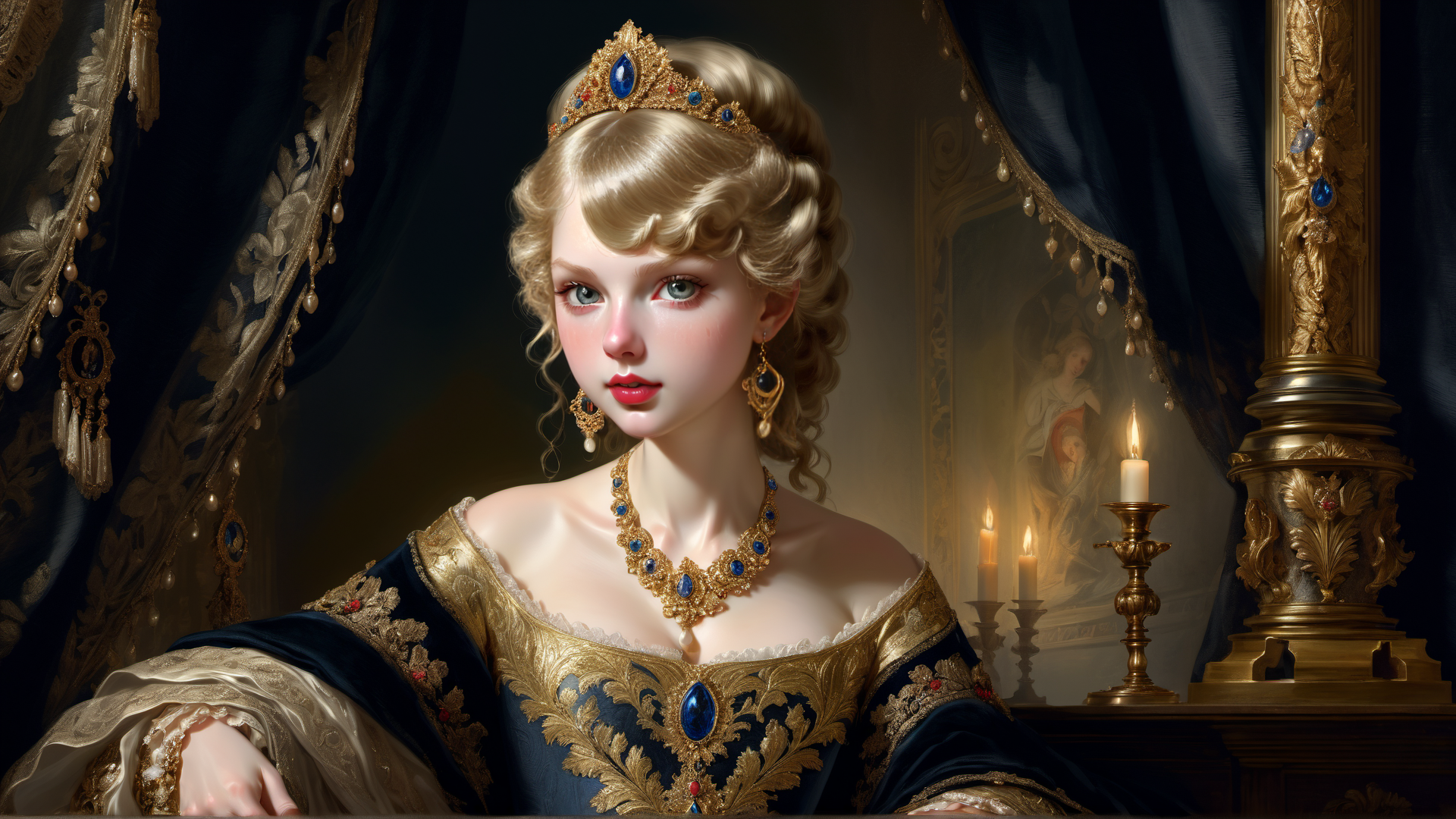 AI generated wallpaper featuring queen, woman, royal