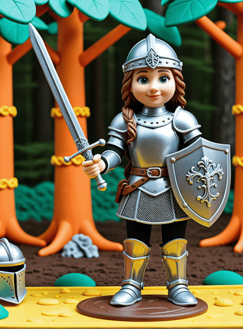 knight, sword, shield, trees, armor, helmet, forest, cake, braid, shields