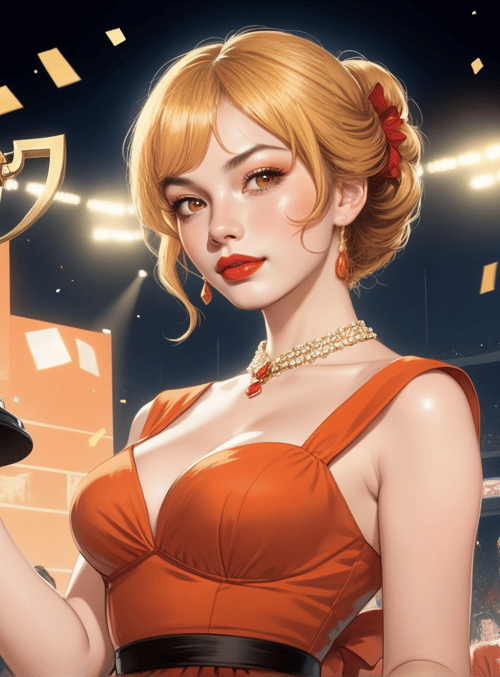 woman, trophy, stadium