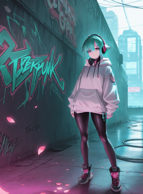 girl, cyberpunk, alley