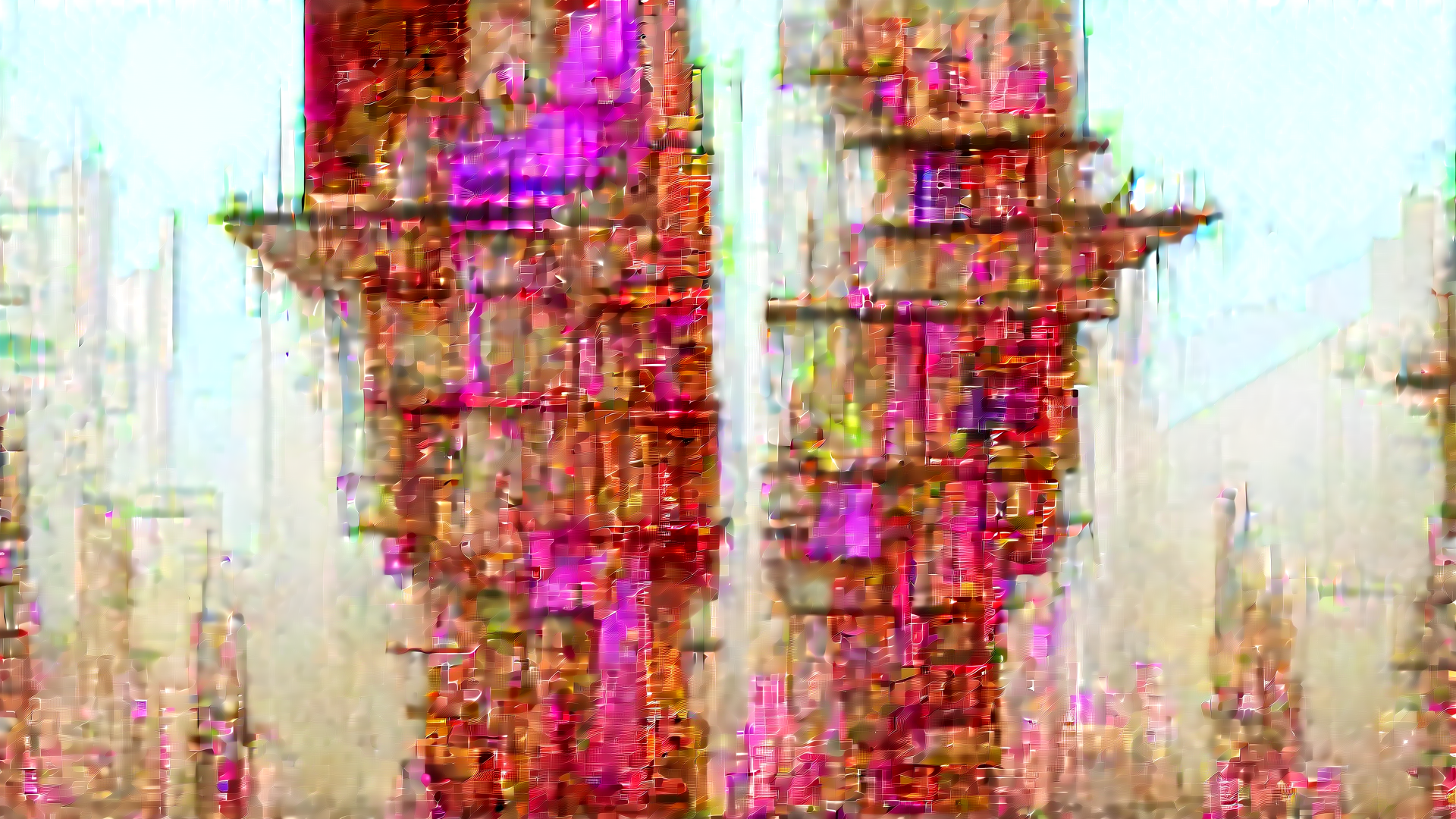 AI generated wallpaper featuring skyscrapers, cityscape, buildings, urban, structures
