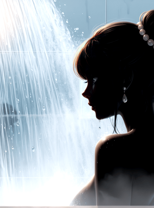 woman, shower, silhouette