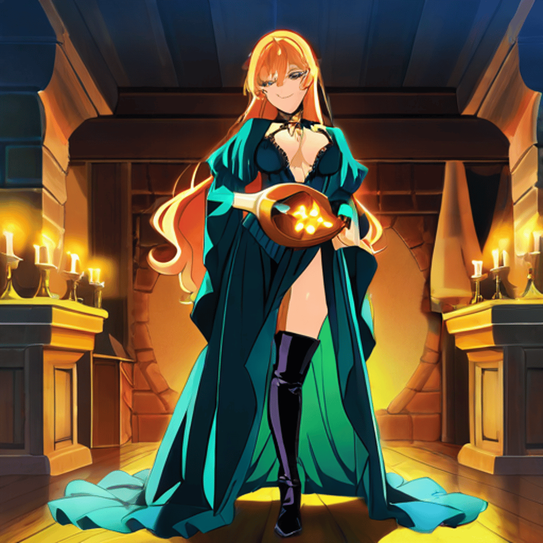 AI generated wallpaper featuring witch, woman, candle