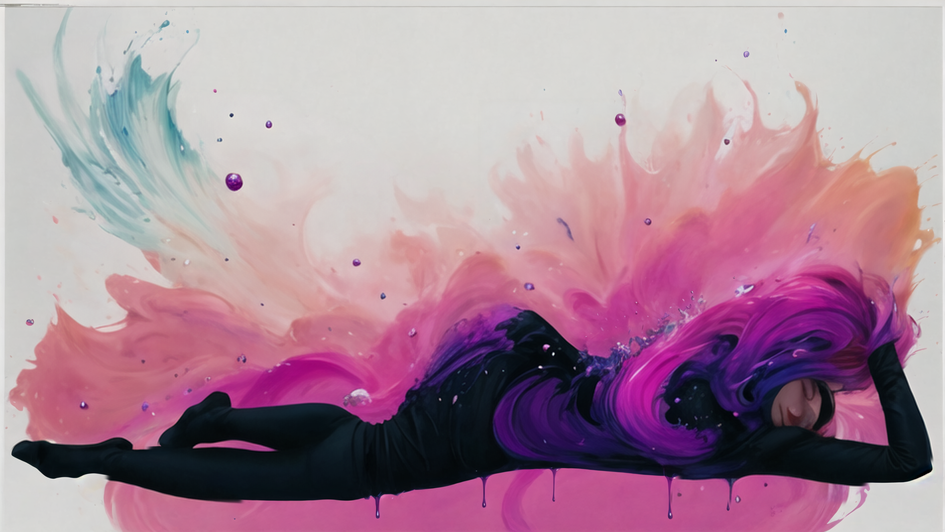 AI generated wallpaper featuring woman, paint, surreal