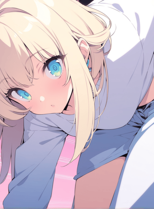 anime girl, blonde hair, blue eyes