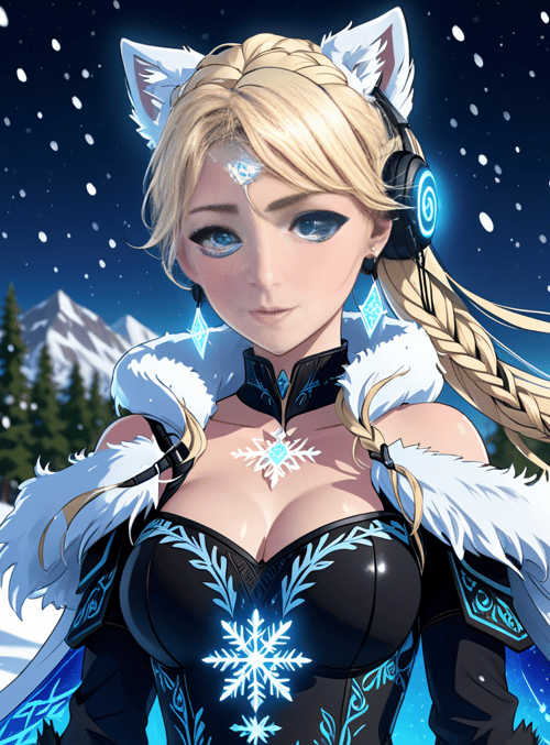 woman, snow, furry