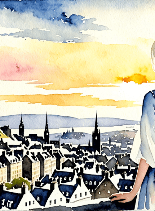 woman, castle, cityscape, sky, buildings