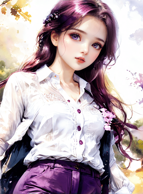 girl, flowers, building