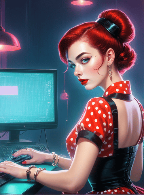 woman, computer, cat, monitor, keyboard
