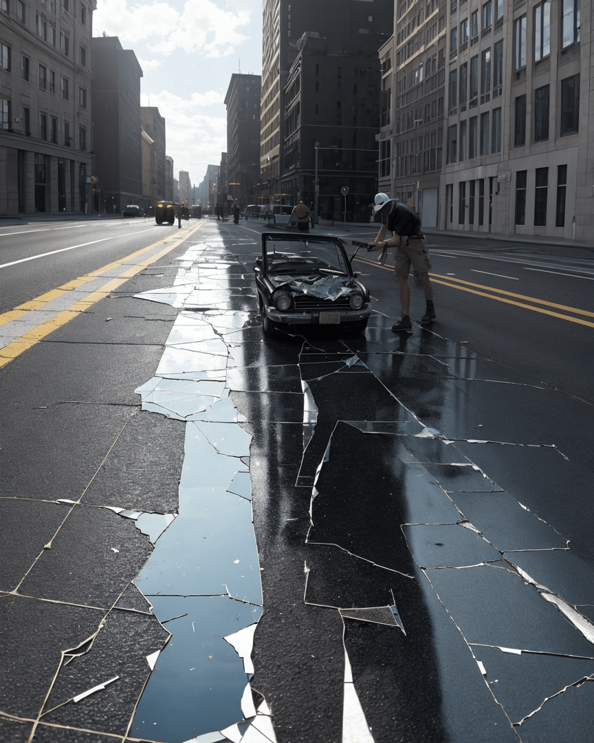 AI generated wallpaper featuring car, man, city