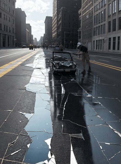 car, man, city