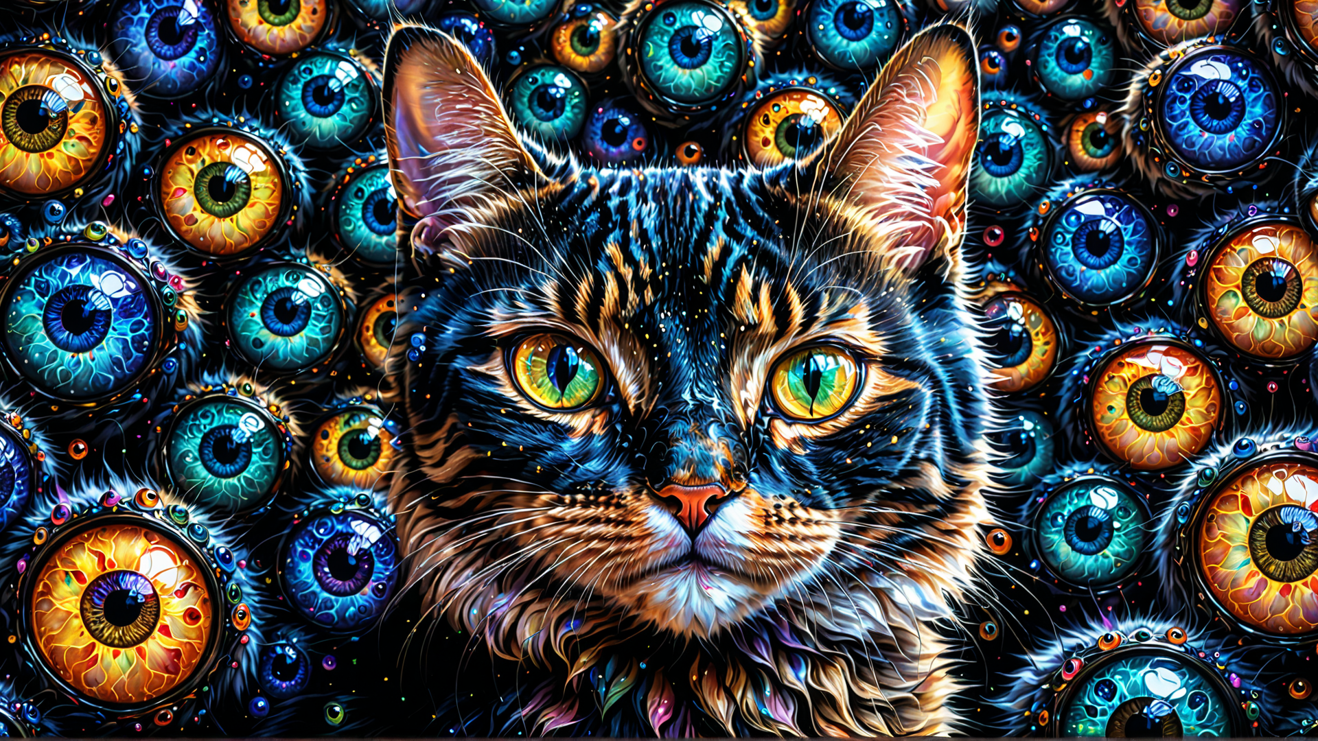 AI generated wallpaper featuring cat, eyes