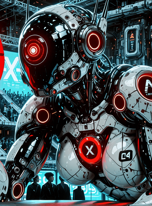 robot, crowd, cityscape, sign, neon, digital, technology, futurism, gadgets, surreal