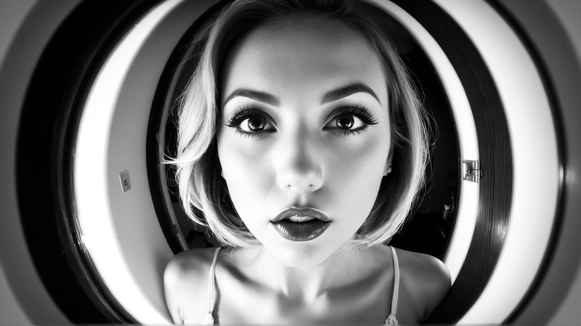 AI generated wallpaper featuring woman, mirror, light