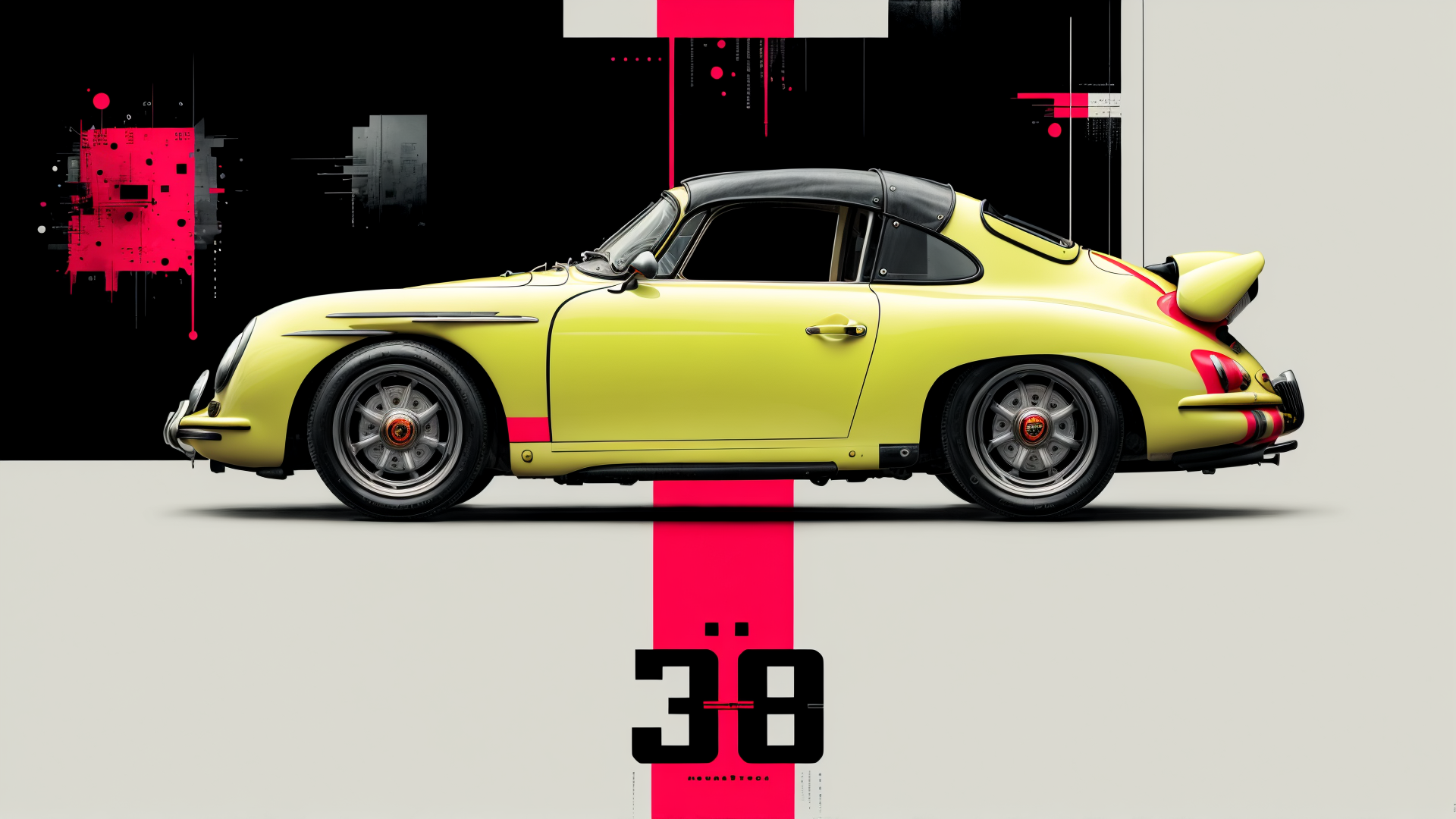 AI generated wallpaper featuring car, porsche, sports car, classic car, vintage car