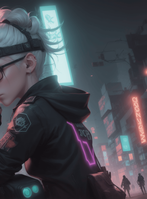 cyborg, girl, city